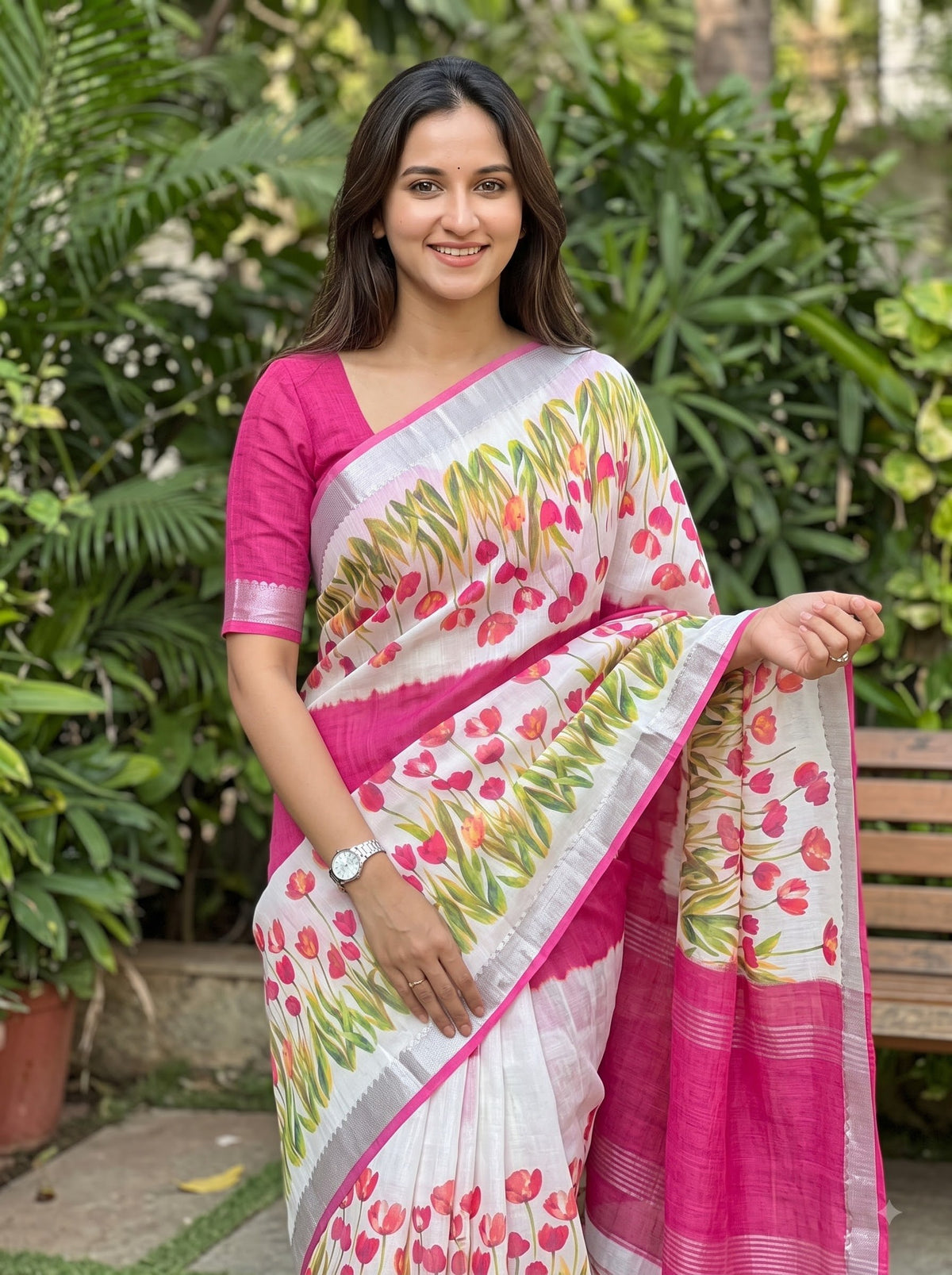 Premium Floral Print Designer Saree Collection – Elegant Border & Beautiful Colour Variants