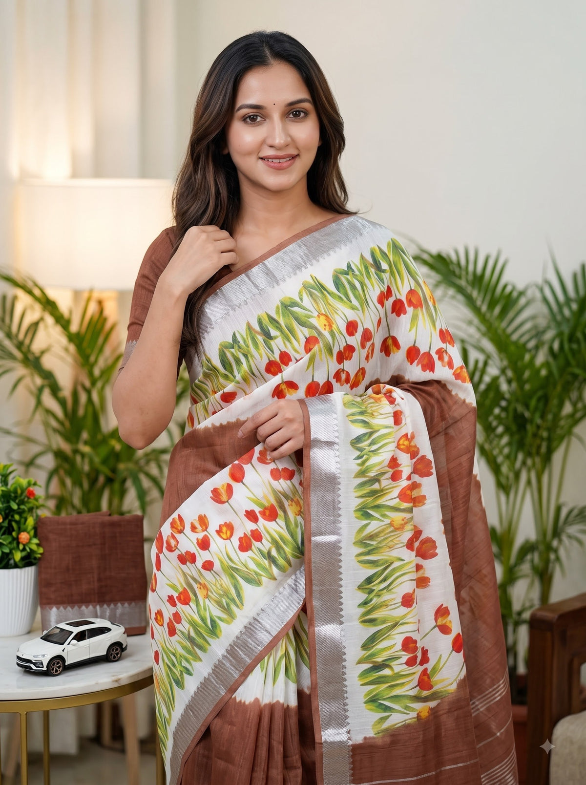Premium Floral Print Designer Saree Collection – Elegant Border & Beautiful Colour Variants
