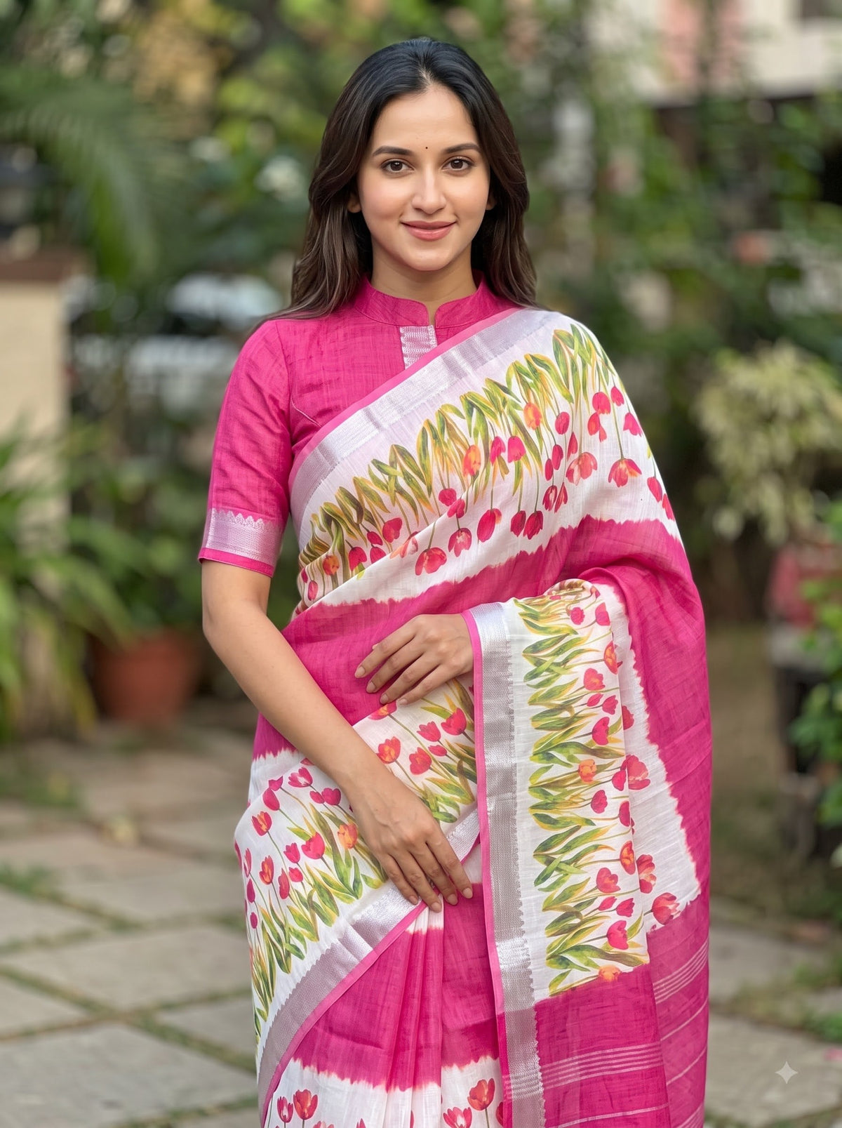Premium Floral Print Designer Saree Collection – Elegant Border & Beautiful Colour Variants