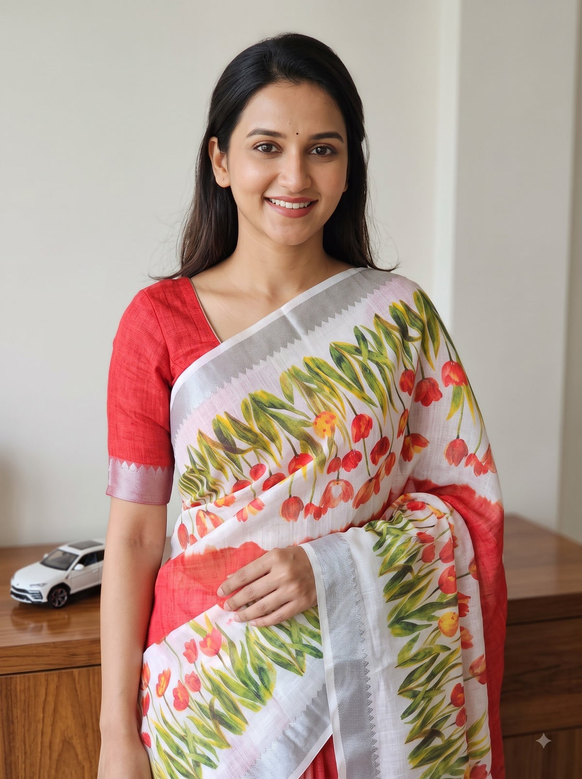 Premium Floral Print Designer Saree Collection – Elegant Border & Beautiful Colour Variants