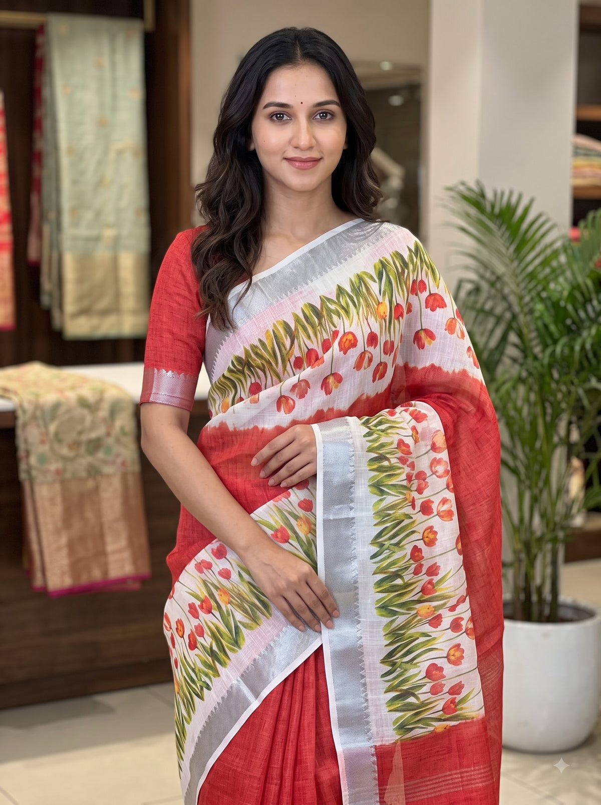 Premium Floral Print Designer Saree Collection – Elegant Border & Beautiful Colour Variants