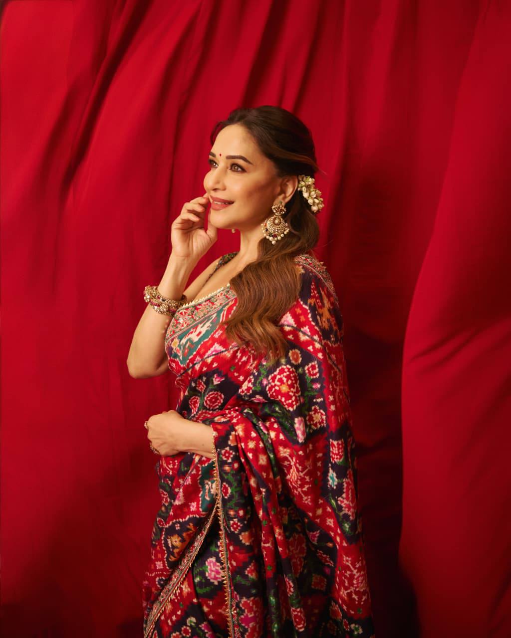 Premium Multicolor Patola Print Saree with Elegant Traditional Floral Motifs & Rich Designer Border