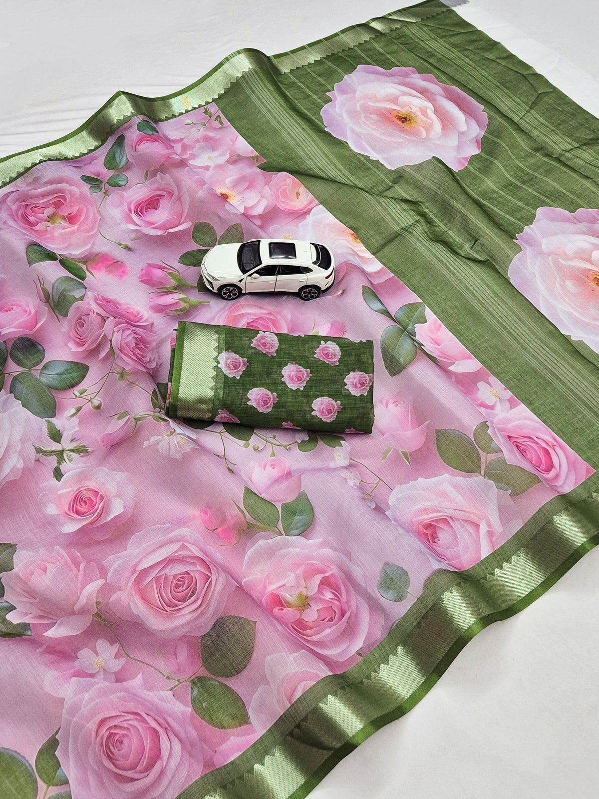 Premium Soft Linen Digital Print Saree Collection