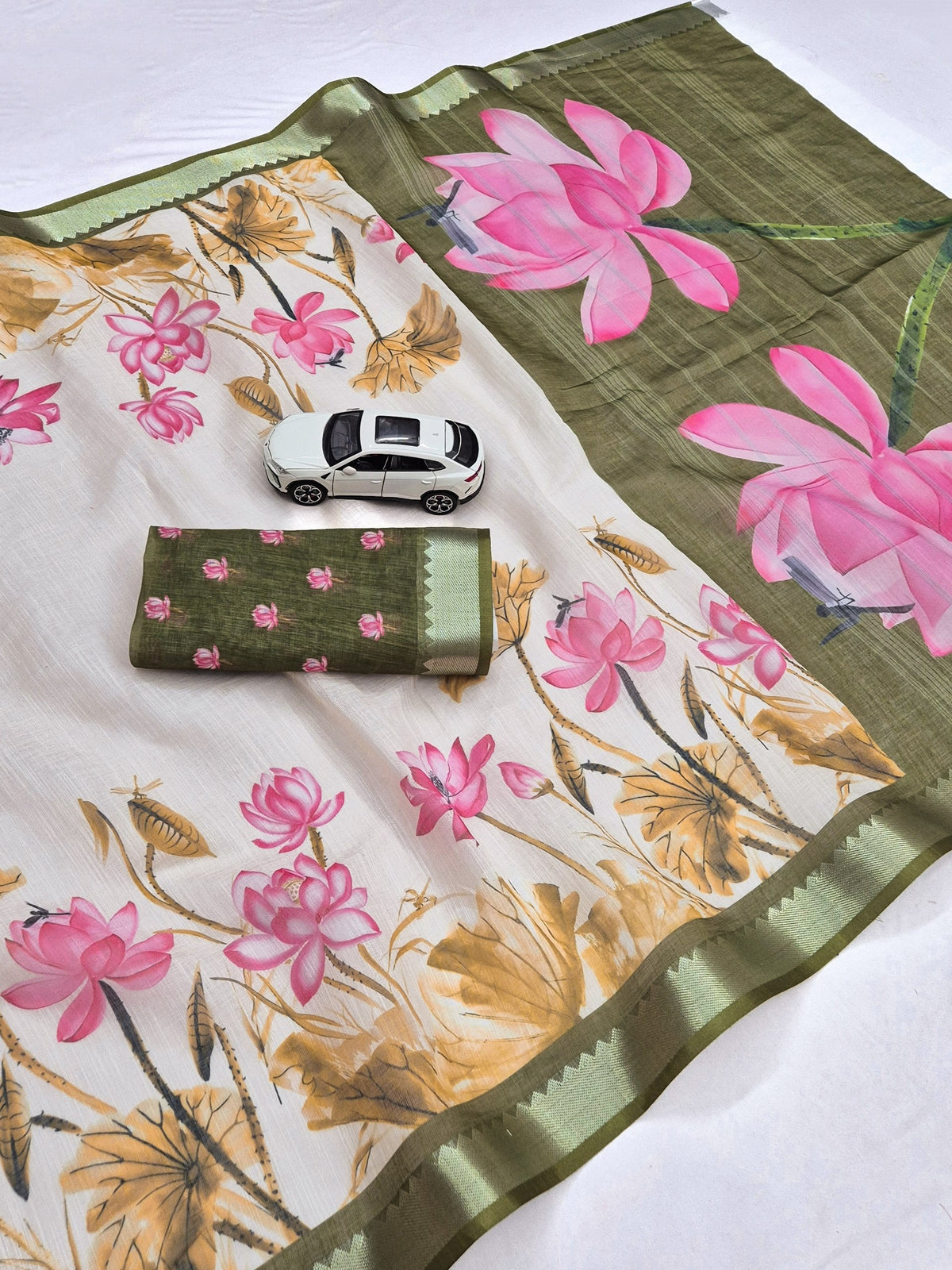 Premium Soft Linen Digital Print Saree Collection