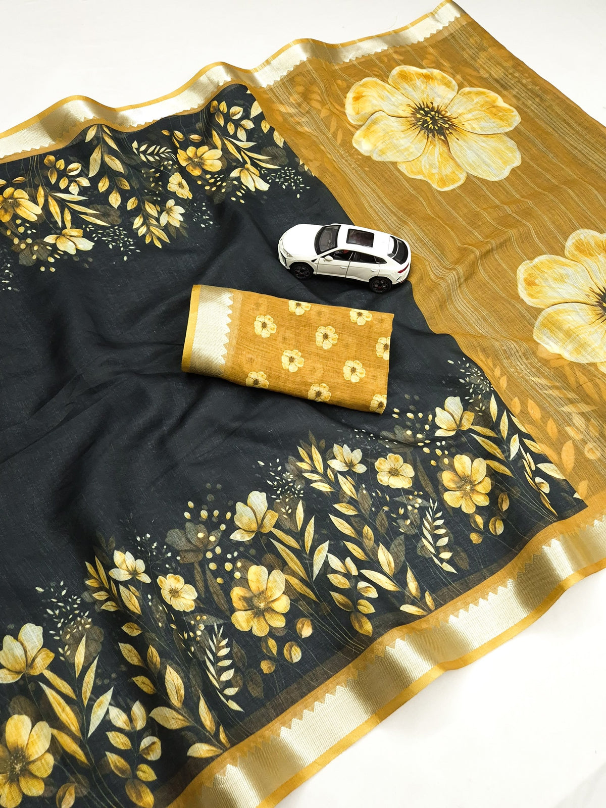 Premium Soft Linen Digital Print Saree Collection