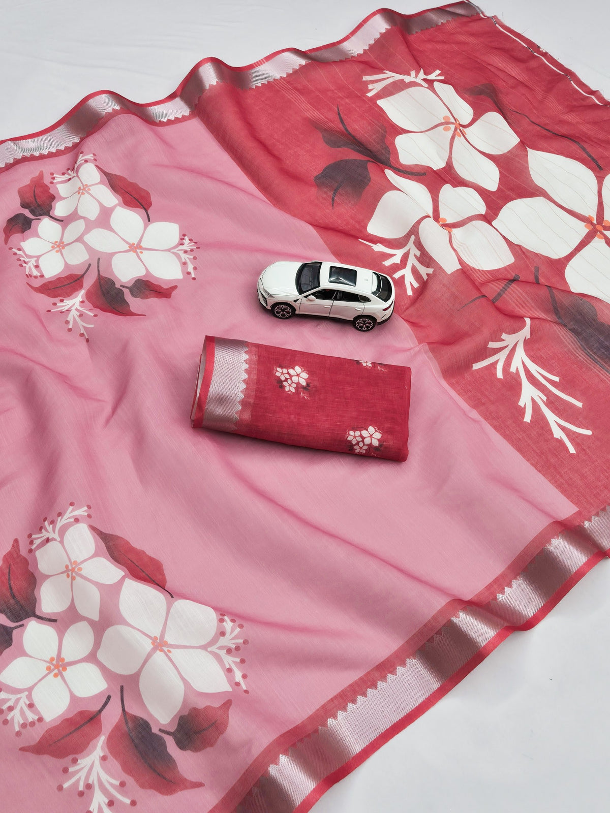 Premium Soft Linen Digital Print Saree Collection