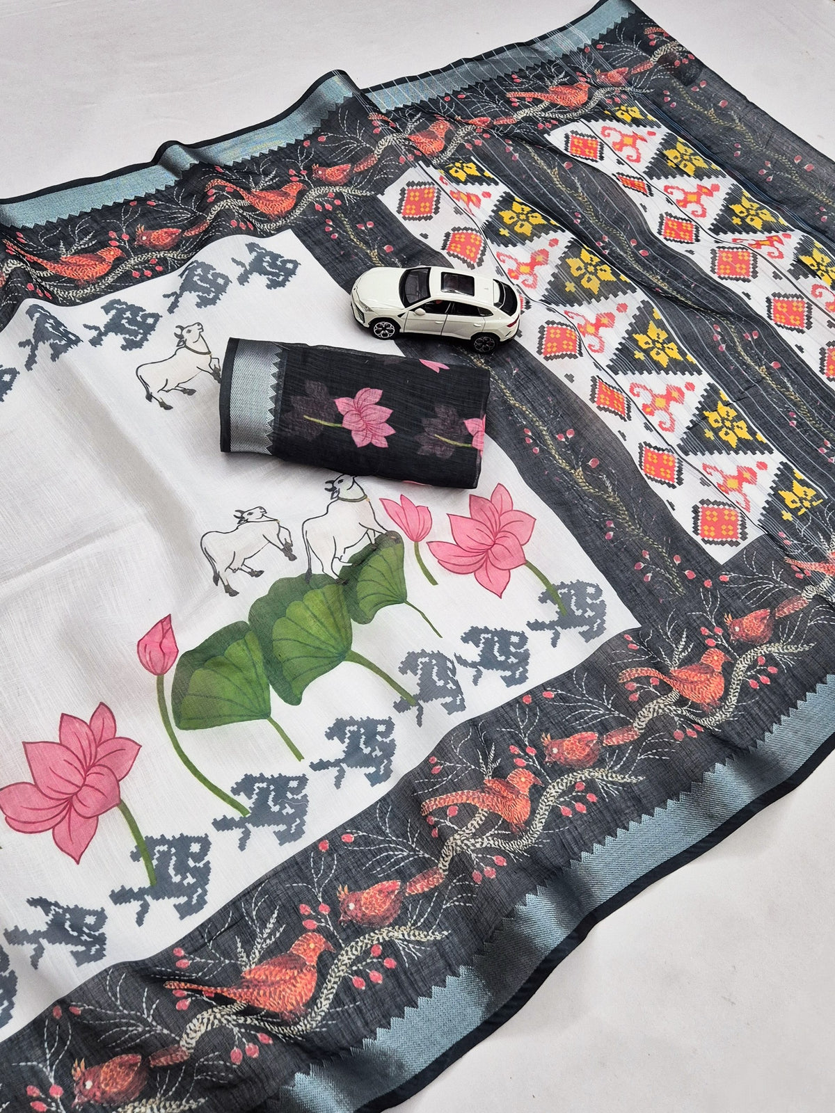 Premium Soft Linen Digital Print Saree Collection