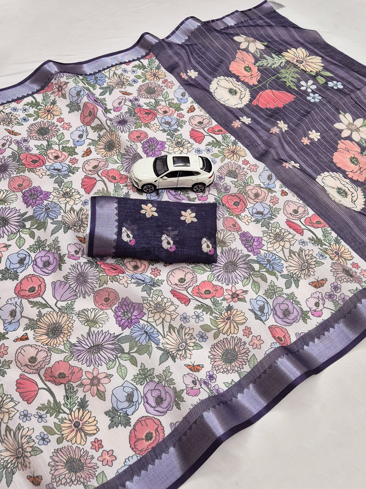 Premium Soft Linen Digital Print Saree Collection