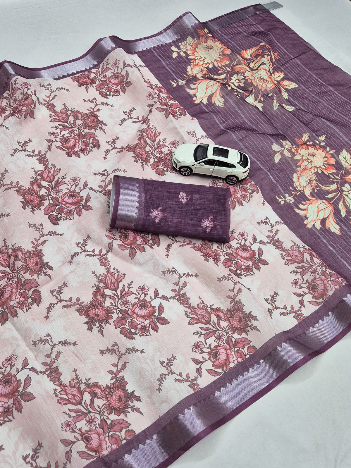 Premium Soft Linen Digital Print Saree Collection