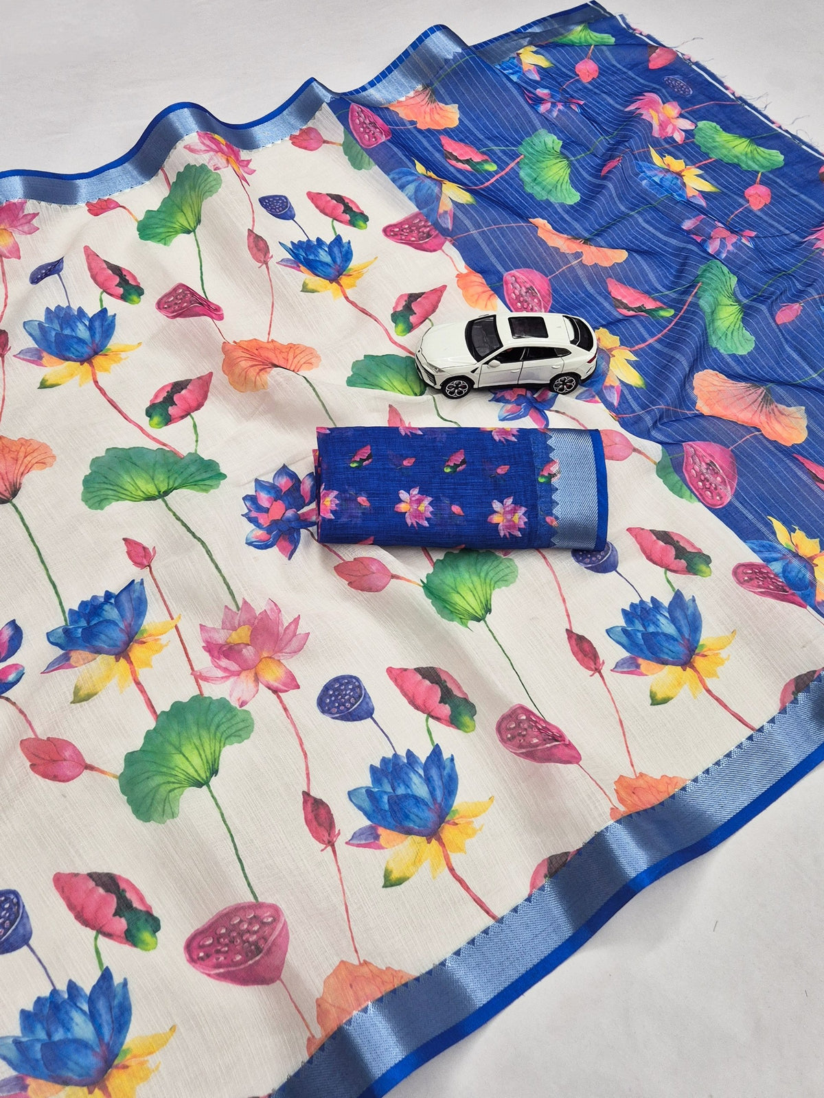 Premium Soft Linen Digital Print Saree Collection