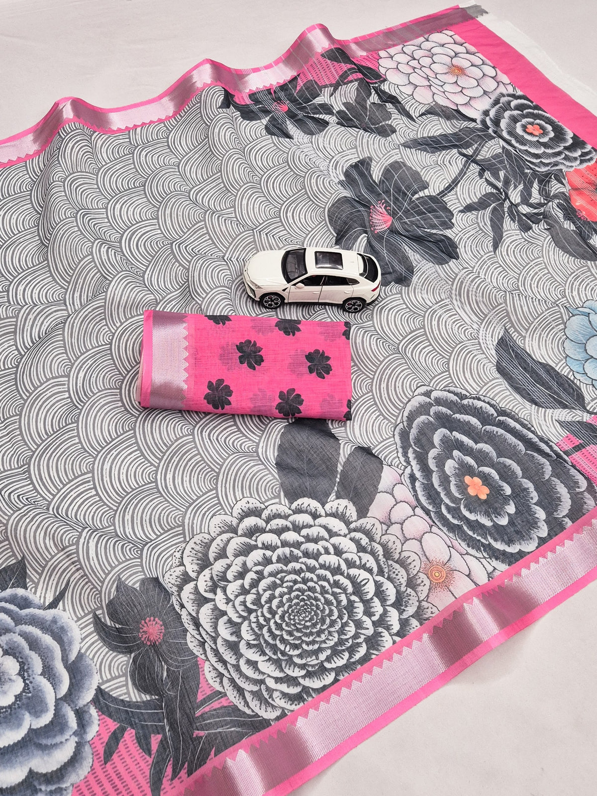 Premium Soft Linen Digital Print Saree Collection