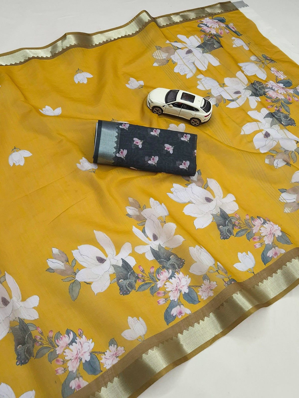Premium Soft Linen Digital Print Saree Collection