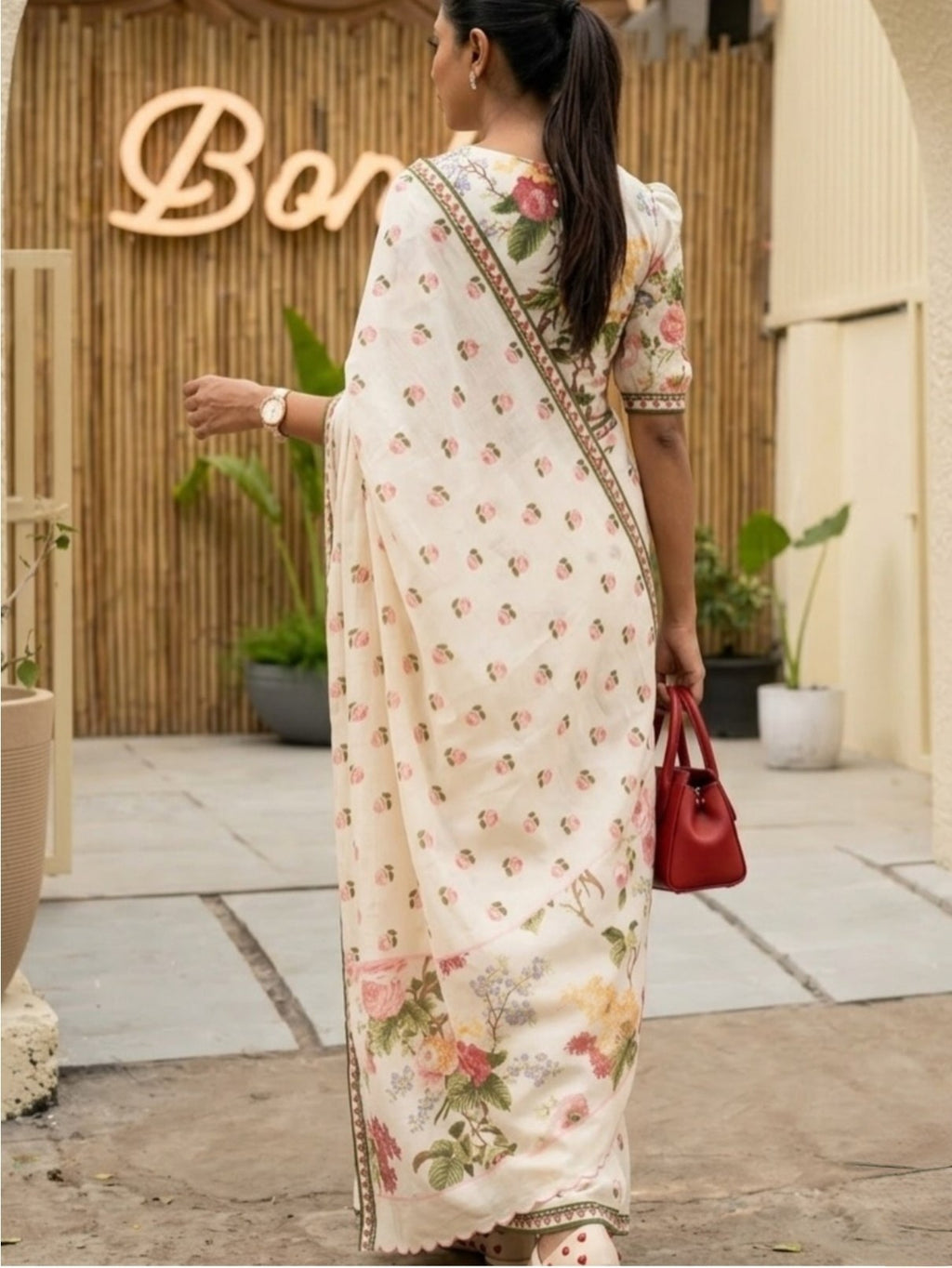 Blush Rose Garden Elegance Saree