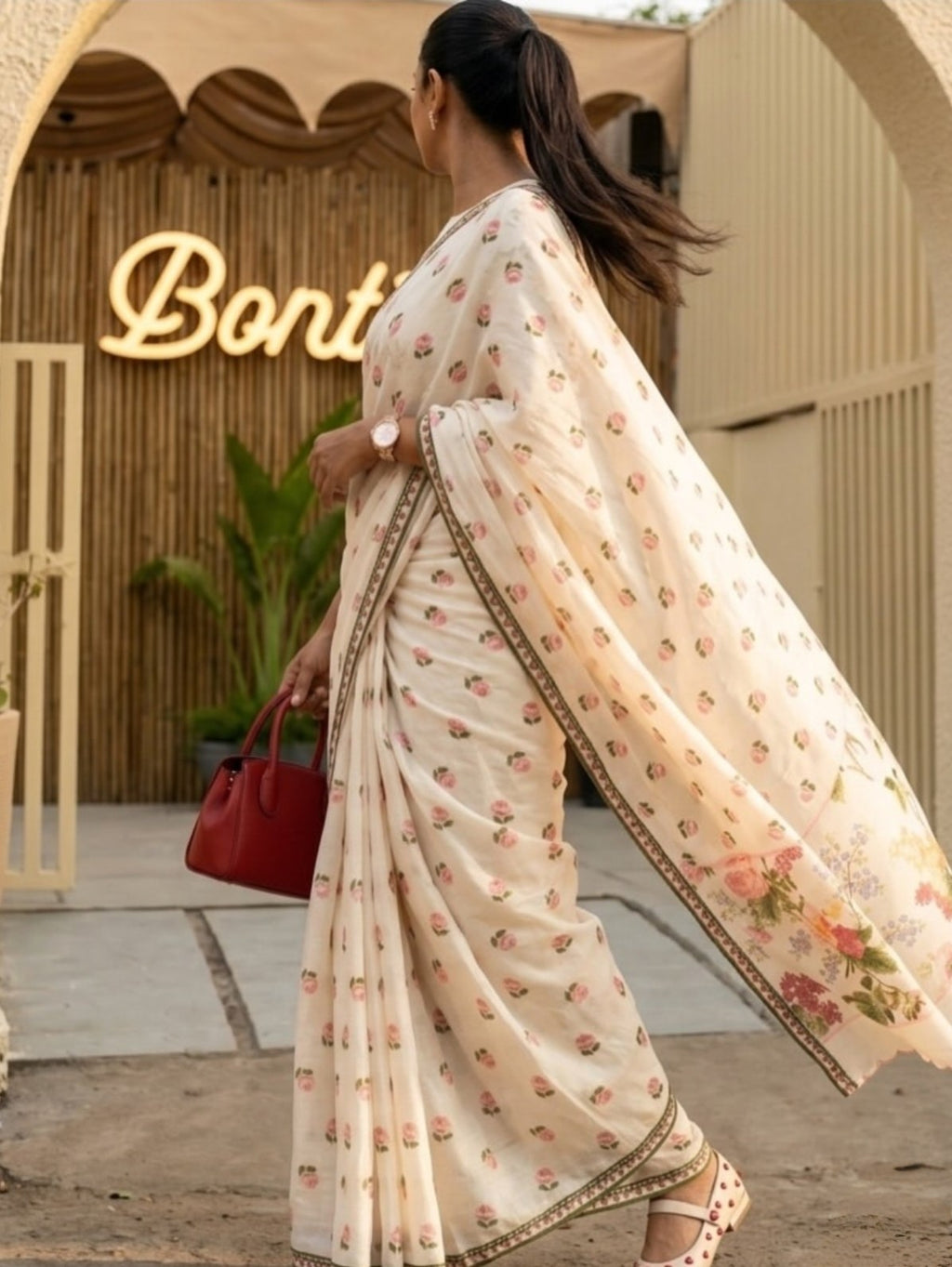 Blush Rose Garden Elegance Saree