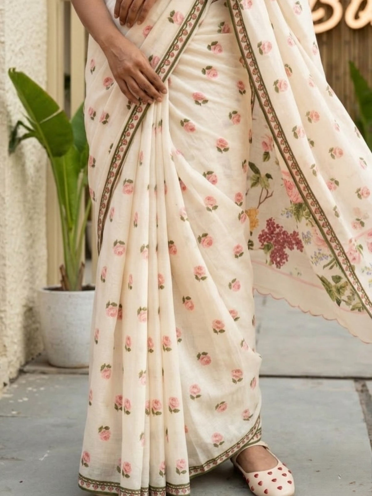 Blush Rose Garden Elegance Saree