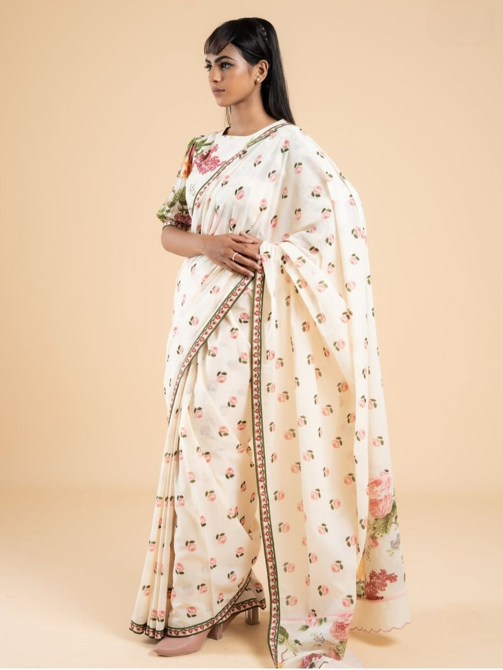 Blush Rose Garden Elegance Saree