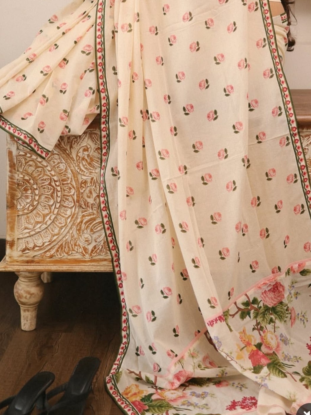 Blush Rose Garden Elegance Saree
