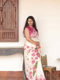 Elegant Floral Handwork Saree with Scalloped Border – Premium Ethnic Wear